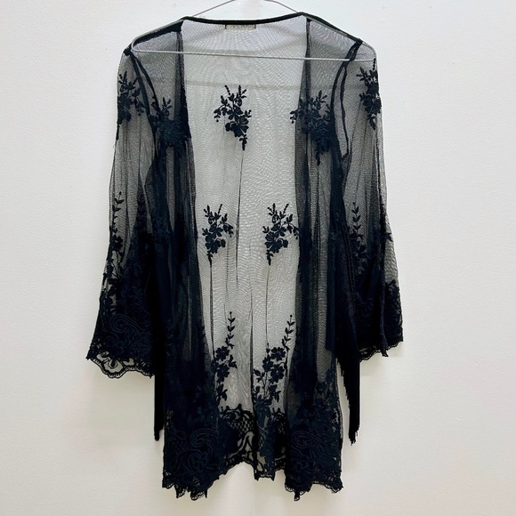 Black Lace & Fringe Kimono - Picture 1 of 4